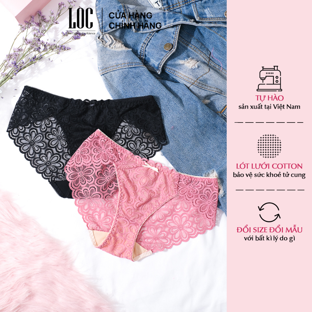 Quần lót LOC ren lưng vừa 2 mềm mại thoải mái