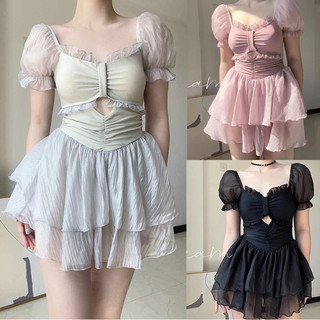 Đầm nữ chất liệu voan mỏng nhẹ, váy đi biển liền thân, bikini kín đáo phong cách nhẹ nhàng
