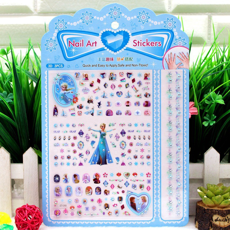 Combo 1 set dán móng tay được tặng kèm 1 tấm dán móng tay 3D cho bé