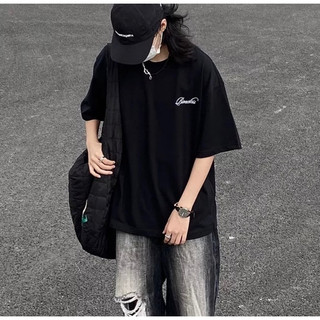 FOCUS Áo thun ulzzang retro thời trang nữ REEWASS đen áo form rộng unisex 100% cotton
