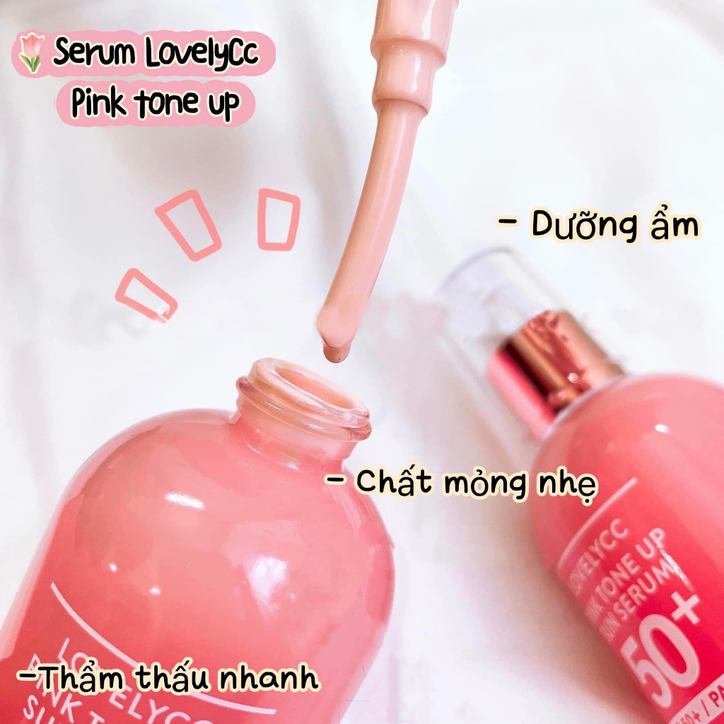 Tinh Chất Chống Nắng Nâng Tone Lovelycc Pink Tone Up Sun Serum 30ml