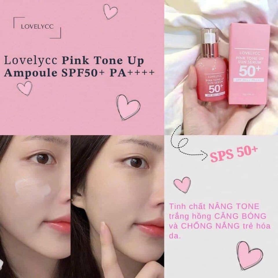 Tinh Chất Chống Nắng Nâng Tone Lovelycc Pink Tone Up Sun Serum 30ml
