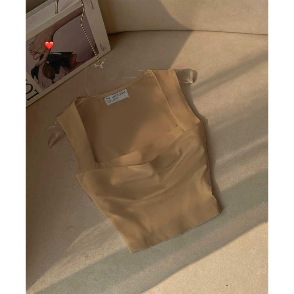 Áo kiểu 3 lỗ croptop cổ vuông nhăn trước ôm body cực hot cho mùa hè , chất thun bozip dày dặn