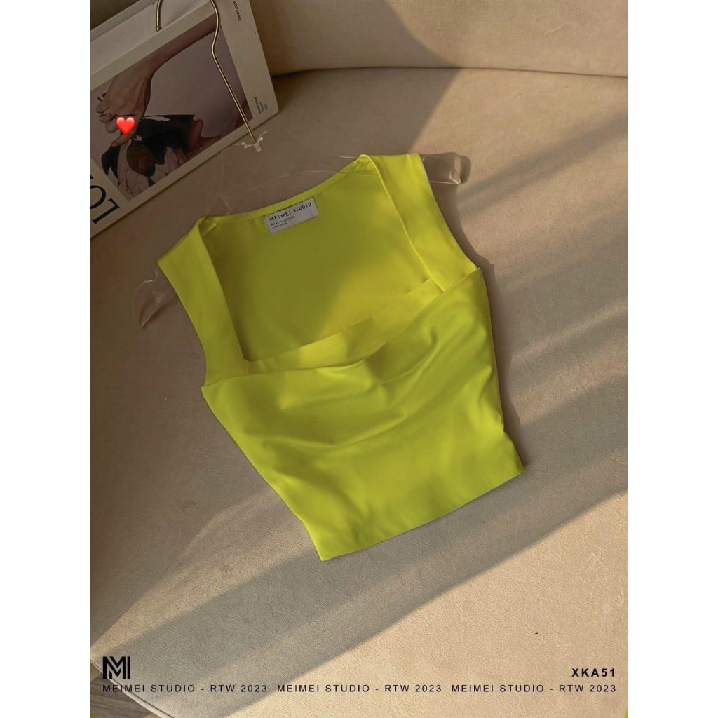 Áo kiểu 3 lỗ croptop cổ vuông nhăn trước ôm body cực hot cho mùa hè , chất thun bozip dày dặn