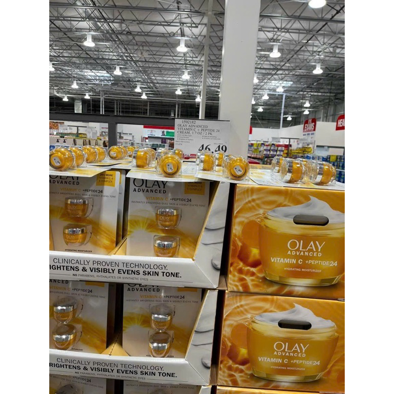 Set 2 Kem Olay Advanced Vitamin C+Peptide 24 chống lão hóa+ sáng da 25% 48gx2 hủ.màu vàng