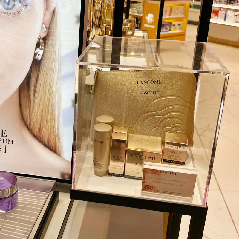 Túi ví gift hãng Lan.come vàng gold in dập logo, cỡ lớn đựng mỹ phẩm, đồ dùng