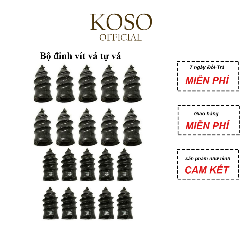 Bộ đinh vít vá tự vá KOSO lốp xe bị xì bằng chất liệu cao su dùng để tự sửa chữa cho xe hơi/xe mô tô giá
