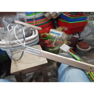 Vợt lưới inox vớt thức ăn, hớt bọt cán gỗ cao cấp
