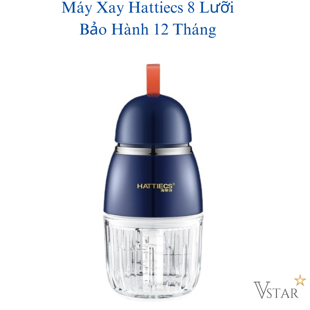 Máy xay ăn dặm Hattiecs 8 lưỡi và 6 lưỡi dao cho bé dung tích 0,3L hàng chuẩn bảo hành 12 tháng