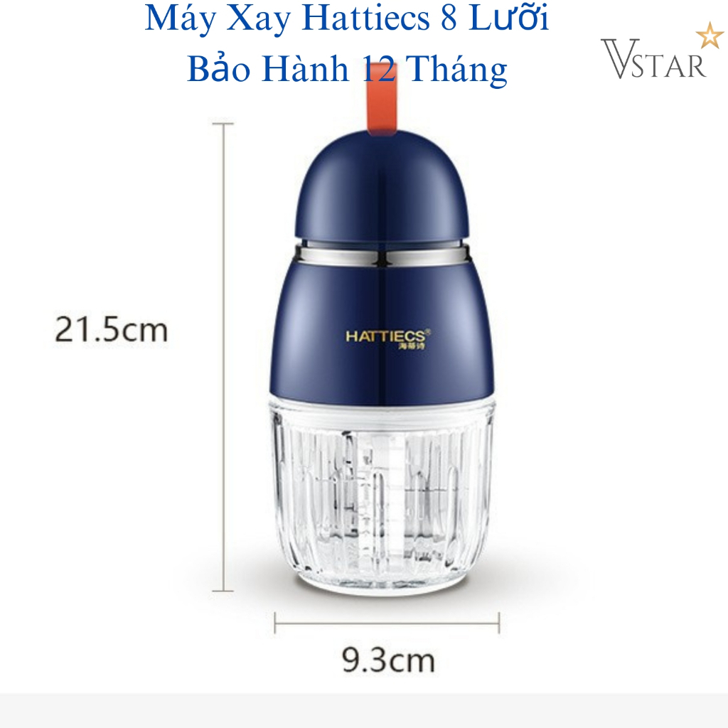 Máy xay ăn dặm Hattiecs 8 lưỡi và 6 lưỡi dao cho bé dung tích 0,3L hàng chuẩn bảo hành 12 tháng