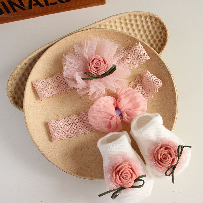 Set quà tặng đầy tháng turban băng đô che thóp dễ thương cho bé gái sơ sinh 0-1 tuổi Chaunguyenkids