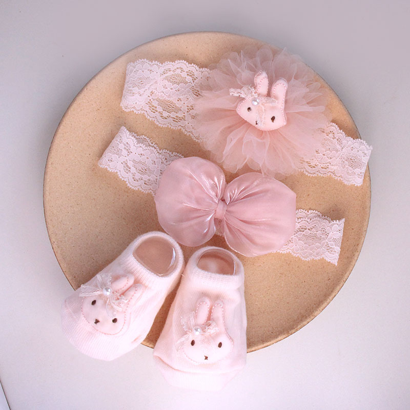 Set quà tặng đầy tháng turban băng đô che thóp dễ thương cho bé gái sơ sinh 0-1 tuổi Chaunguyenkids