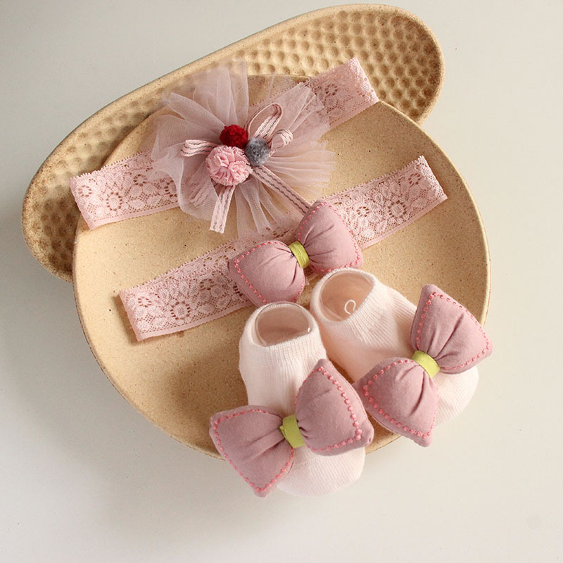 Set quà tặng đầy tháng turban băng đô che thóp dễ thương cho bé gái sơ sinh 0-1 tuổi Chaunguyenkids
