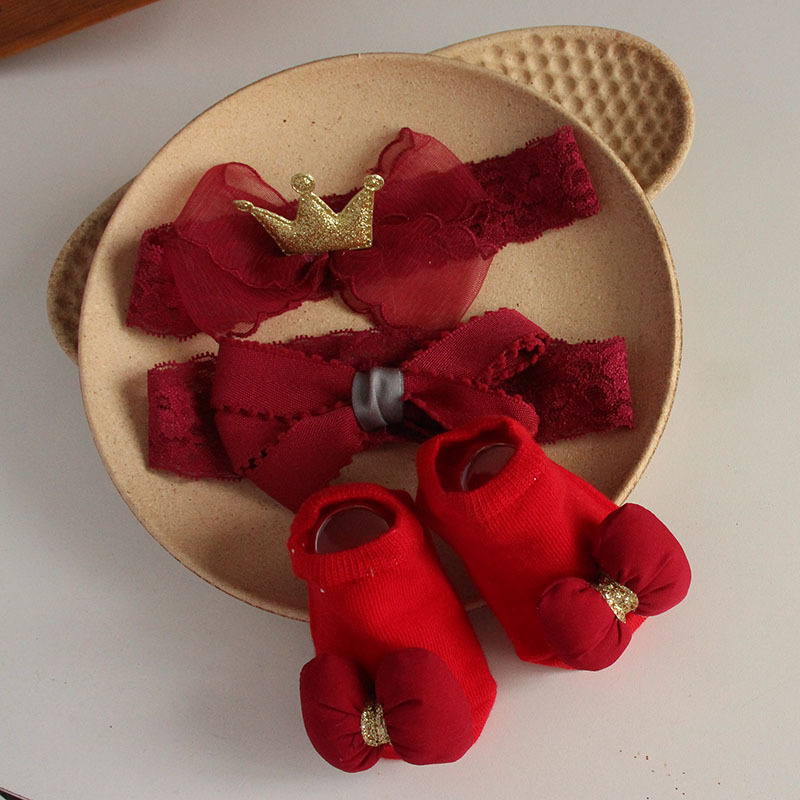Set quà tặng đầy tháng turban băng đô che thóp dễ thương cho bé gái sơ sinh 0-1 tuổi Chaunguyenkids