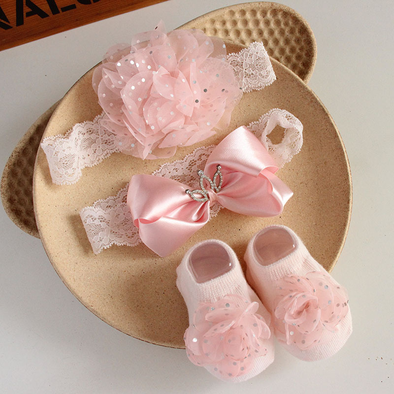 Set quà tặng đầy tháng turban băng đô che thóp dễ thương cho bé gái sơ sinh 0-1 tuổi Chaunguyenkids