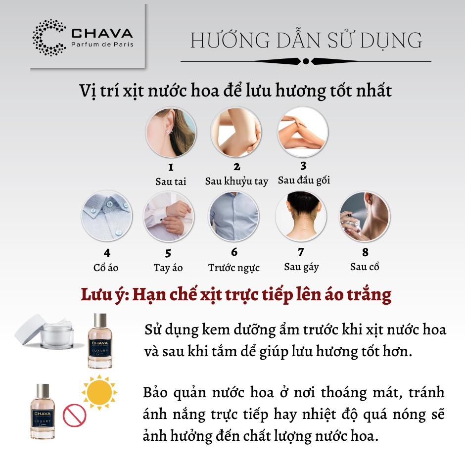 Nước hoa nữ CHAVA SARA 10ml dạng xịt chính hãng dành cho Nữ - theo Tiêu Chuẩn Pháp  Chang store