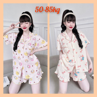 Đồ bộ pyjama bigsize đùi lụa đũi xốp 50-110kg mặc nhà thoải mái