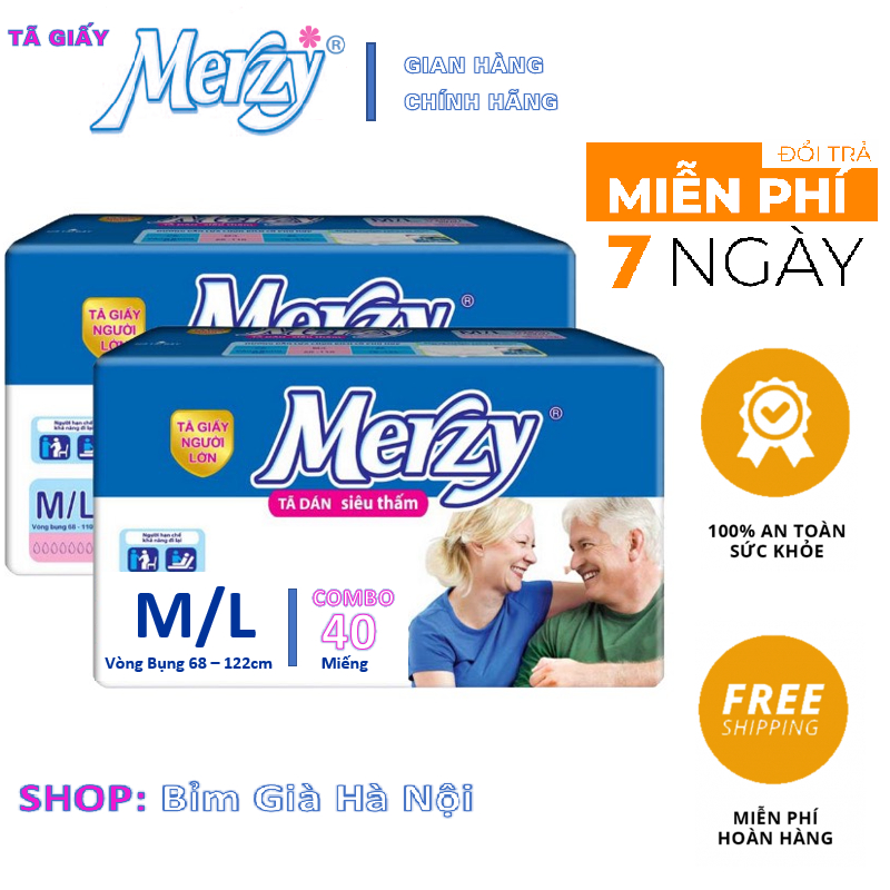 Bỉm người già Merzy ML40 miếng, Tã người lớn Merzy, Bỉm già Merzy, tã Merzy, tã già Merzy, tã Mezy ML60 miếng