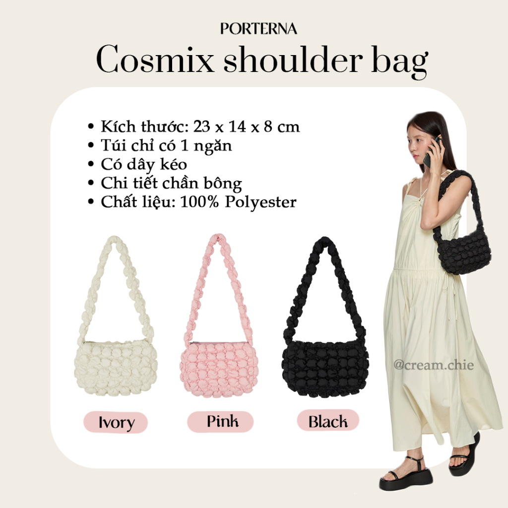 Túi đeo vai chần bông Porterna Hàn Cosmix Shoulder Bag