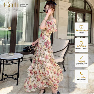 Đầm maxi tơ cổ chun 2 màu a2031 tuyệt phẩm maxi hoa cati chất vải cao cấp 2 lớp