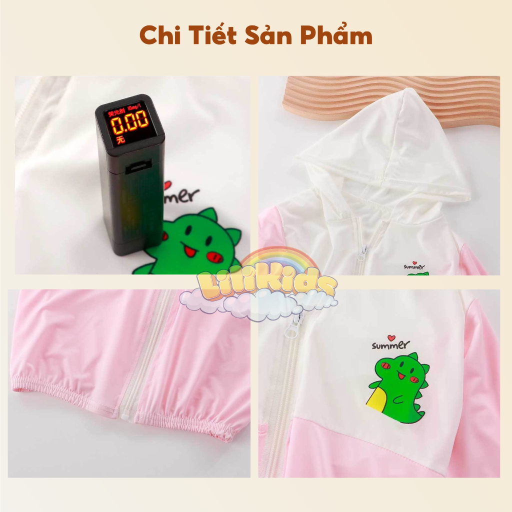 Áo chống nắng cho bé trai bé gái LiLiKids chất thun lạnh. Áo khoác trẻ em mùa hè thoáng khí chống tia UV 7 - 20Kg