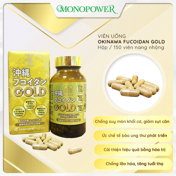 Hộp 150 viên uống phòng chống và hỗ trợ trị ung thư Okinawa Fucoidan Gold