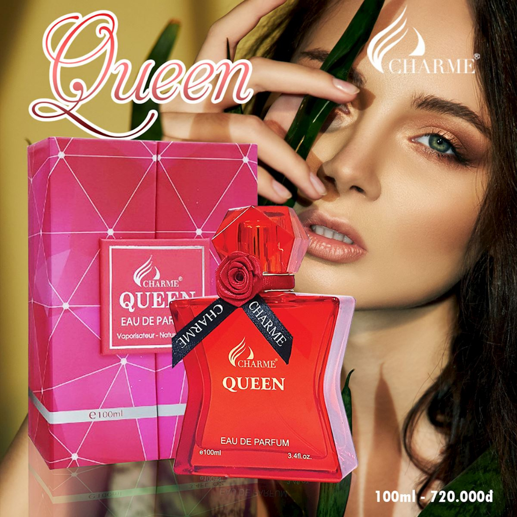 Nước hoa Nữ Charme Queen 100ml ướp cánh hồng thơm ngát trên làn da mềm mại, lưu hương lâu và toả hương xa