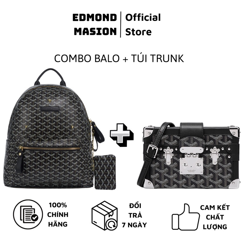 Combo Balo Túi Hộp Trunk EDMOND MASION MONOGRAM tặng ví keychain và cardholder EDM size M/L