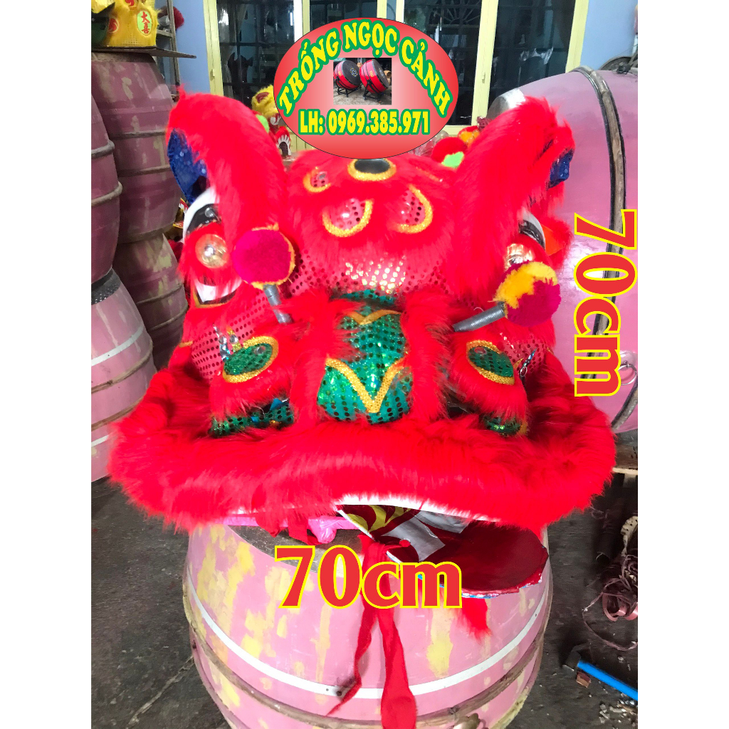 Đầu lân sư tử lớn size 70cm Đầu lân sư rồng lớn Đầu Lân Kim Sa có đèn nhấp nháy