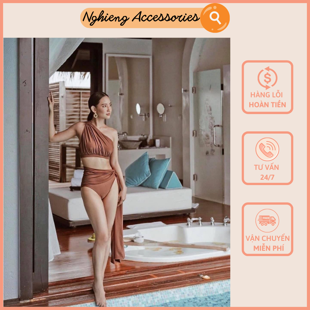 BIKINI UZZLANG HÀN QUỐC 2021 2 MẢNH VẠT LỆCH, NÂNG NGỰC