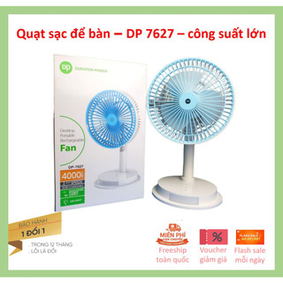  Quạt sạc để bàn tích điện có đèn led đa năng DP 7627 - quạt mạnh dễ di chuyển kiểu dáng hiện đại 