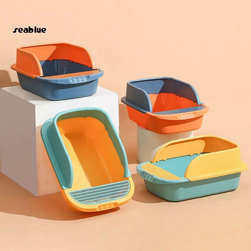 Khay Vệ Sinh Hai Màu Thành Cao Chống Văng Cho Mèo