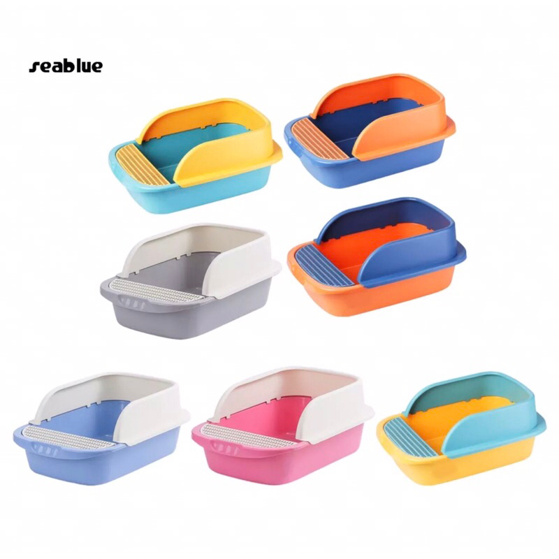 Khay Vệ Sinh Hai Màu Thành Cao Chống Văng Cho Mèo