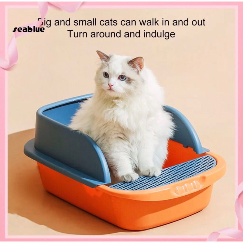 Khay Vệ Sinh Hai Màu Thành Cao Chống Văng Cho Mèo