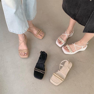Giày sandal xuồng mũi vuông Toffly, giày xăng đan bánh mì quai mãnh phối xích đế chống trơn size từ 35 đến 40 41 42