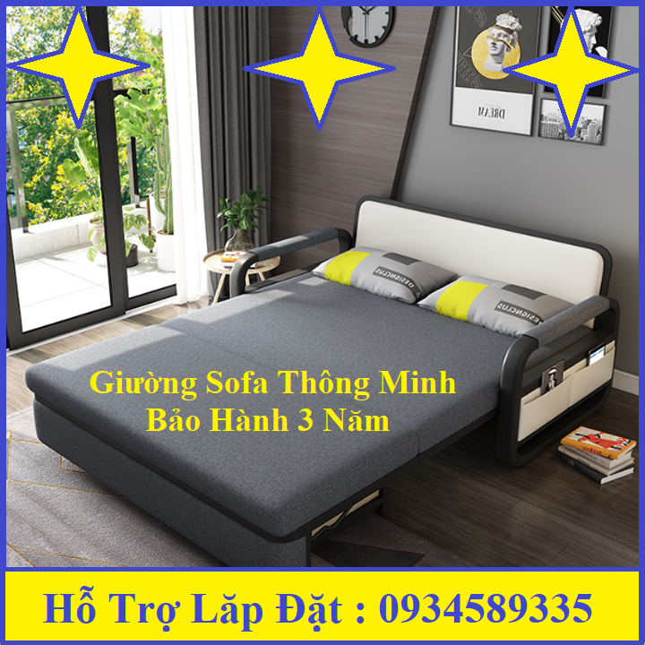 Giường Sofa Đa Năng, Ghế Sofa Thông Minh Gấp Gọn, Giường Ngủ Khung Thép Không Gỉ ,KT 1,28m x 1.9m