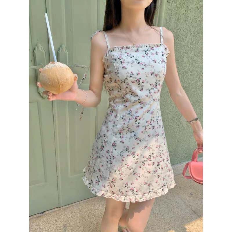 Đầm hai dây hoa nhí giống Karina aespa, Taeyeon SNSD, Miyeon GIDLE