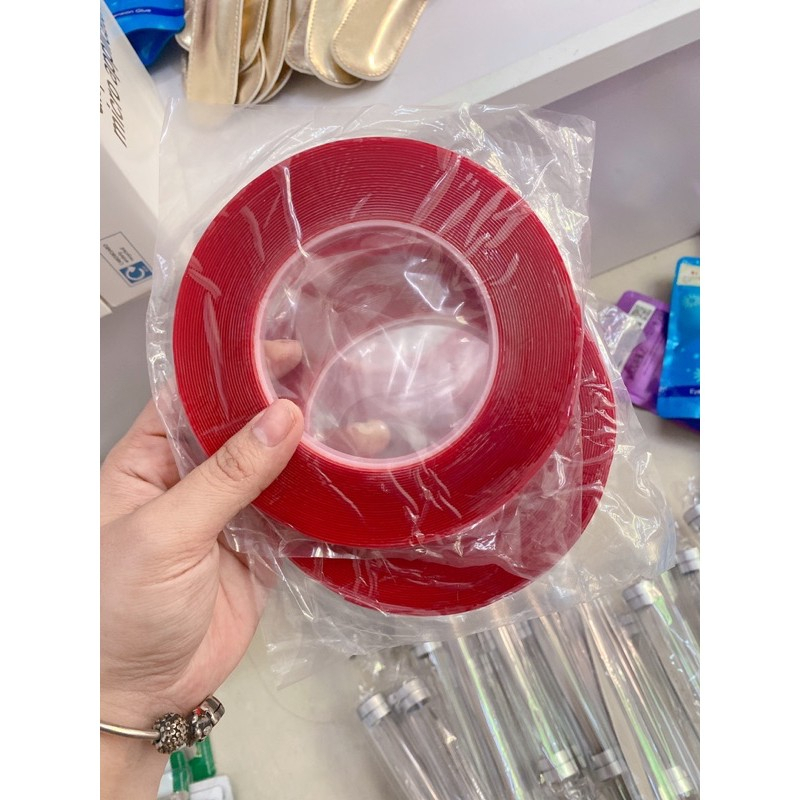 Băng dính đỏ tạo fan mi - Băng keo dán bảng mẫu nail, thanh gắn mẫu móng nailbox