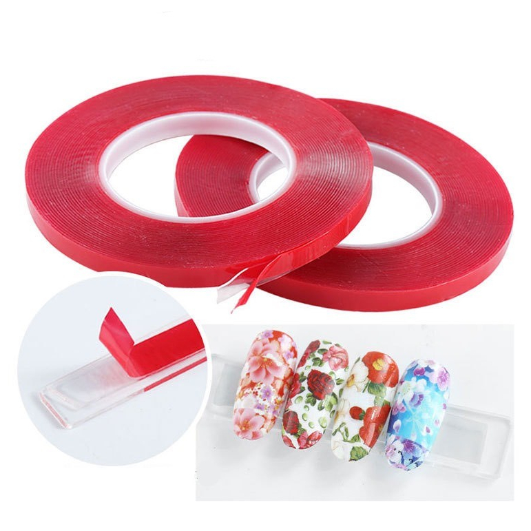 Băng dính đỏ tạo fan mi - Băng keo dán bảng mẫu nail, thanh gắn mẫu móng nailbox