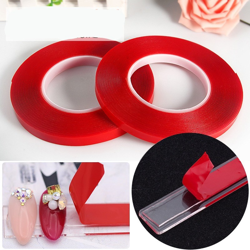 Băng dính đỏ tạo fan mi - Băng keo dán bảng mẫu nail, thanh gắn mẫu móng nailbox