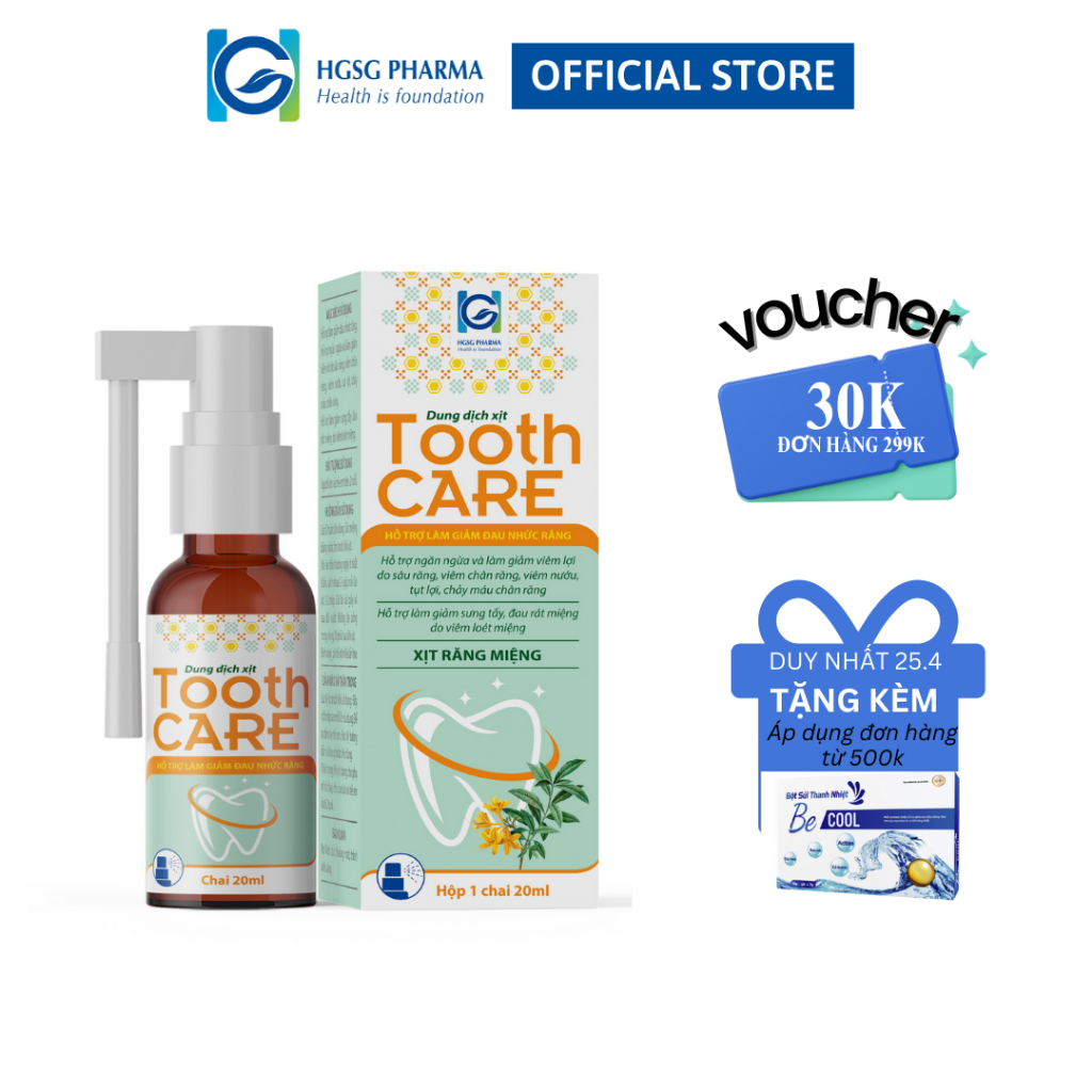 Dung dịch xịt hỗ trợ giảm đau răng, viêm nướu HGSG pharma TOOTH CARE (Chai 20ml)