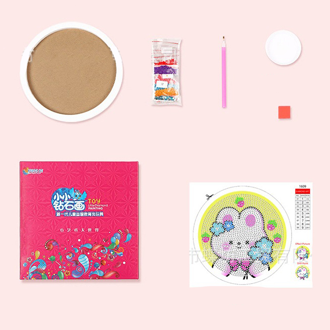 Tranh Đính Đá Tự Làm Kèm Khung Tròn 18Cm  Hinh Động Vật  Siêu Dễ Thương