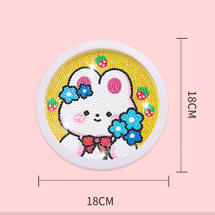 Tranh Đính Đá Tự Làm Kèm Khung Tròn 18Cm  Hinh Động Vật  Siêu Dễ Thương