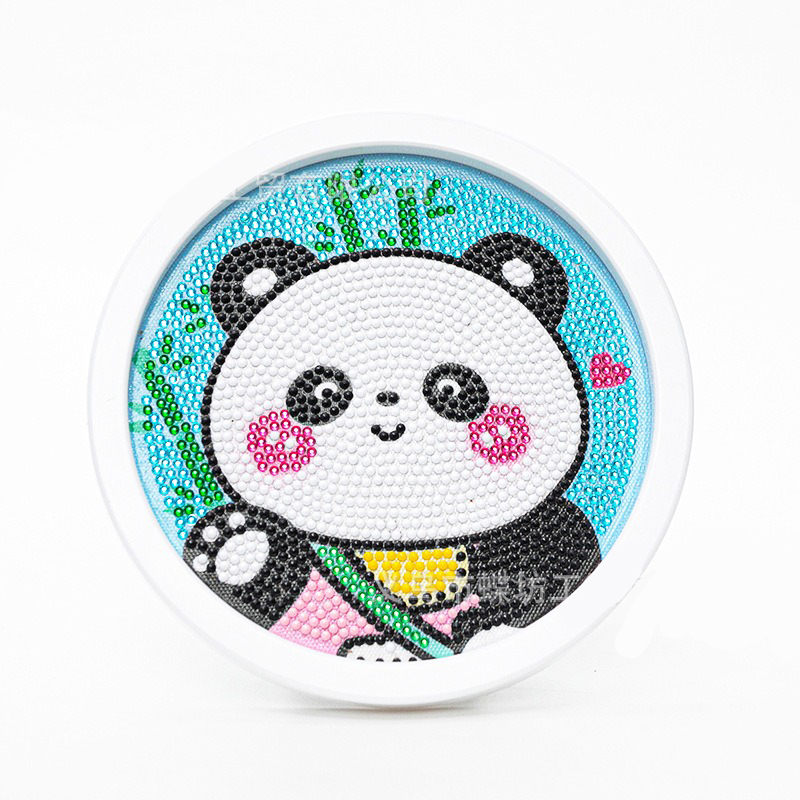 Tranh Đính Đá Tự Làm Kèm Khung Tròn 18Cm  Hinh Động Vật  Siêu Dễ Thương