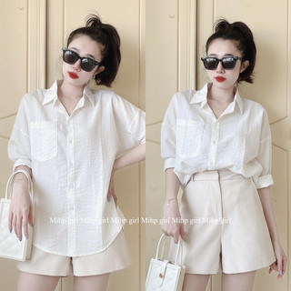 Sơ mi nữ basic nhiều màu, Áo sơ mi trắng dài tay form rộng thích hợp mặc đi chơi, đi du lịch dễ phối đồ