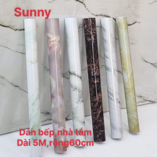 GIẤY DÁN BẾP 5 Mét x 60CM Giấy dán tường chống cháy sẵn keo decal vân đá tráng nhôm giấy dán tườg miếng dán tường dán tủ