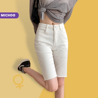 Quần Jean Lửng Nữ MICHOO Bò Giấy Mỏng Nhẹ Co Giãn Thoải Mái Vận Động