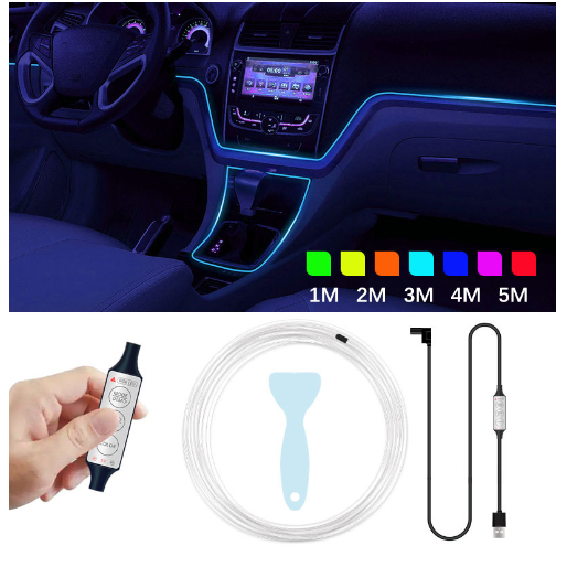 Đèn led trang trí nội thất xe hơi Ô tô màu neon - Đèn led trang trí - Đèn led cổng kết nối USB - Đèn led cao cấp.