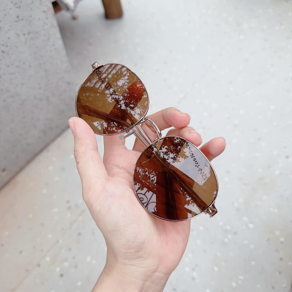 Kính mát Calvin Klein dáng tròn, gọng rose gold, mắt nâu trà CK18301SK 781