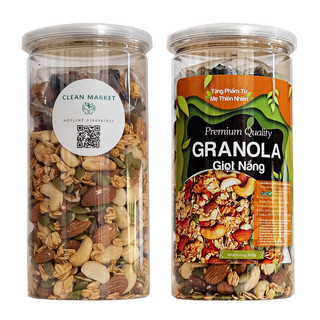 Granola Clean Market- 85% siêu hạt và quả bản premium 15% yến mạch-tốt cho sức khỏe eat clean từ Nông Sản Sạch Giọt Nắng